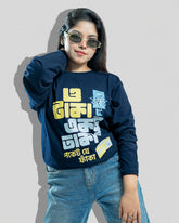 o taka ektu taka | Bong Full sleeve T-shirt | Navy